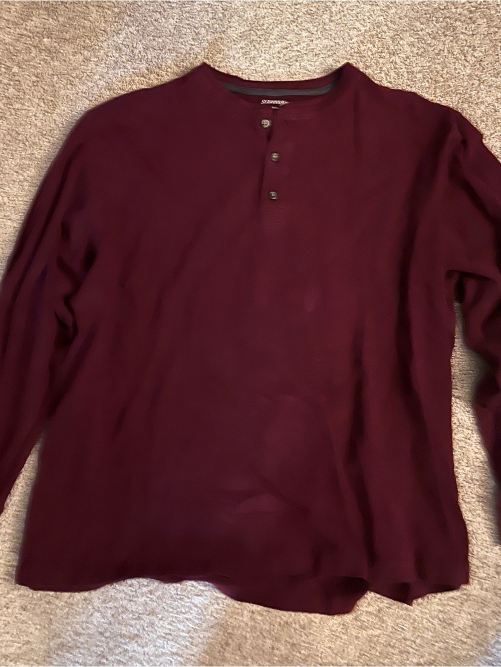 St. John's Bay Men's Long-Sleeve Henley - Wine
